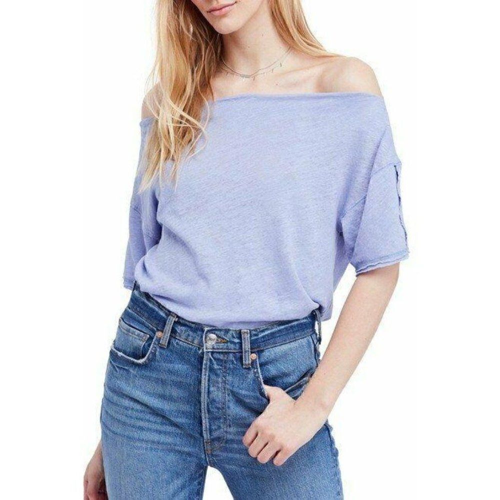 Free People NEW Linen-Blend Off The Shoulder Top S